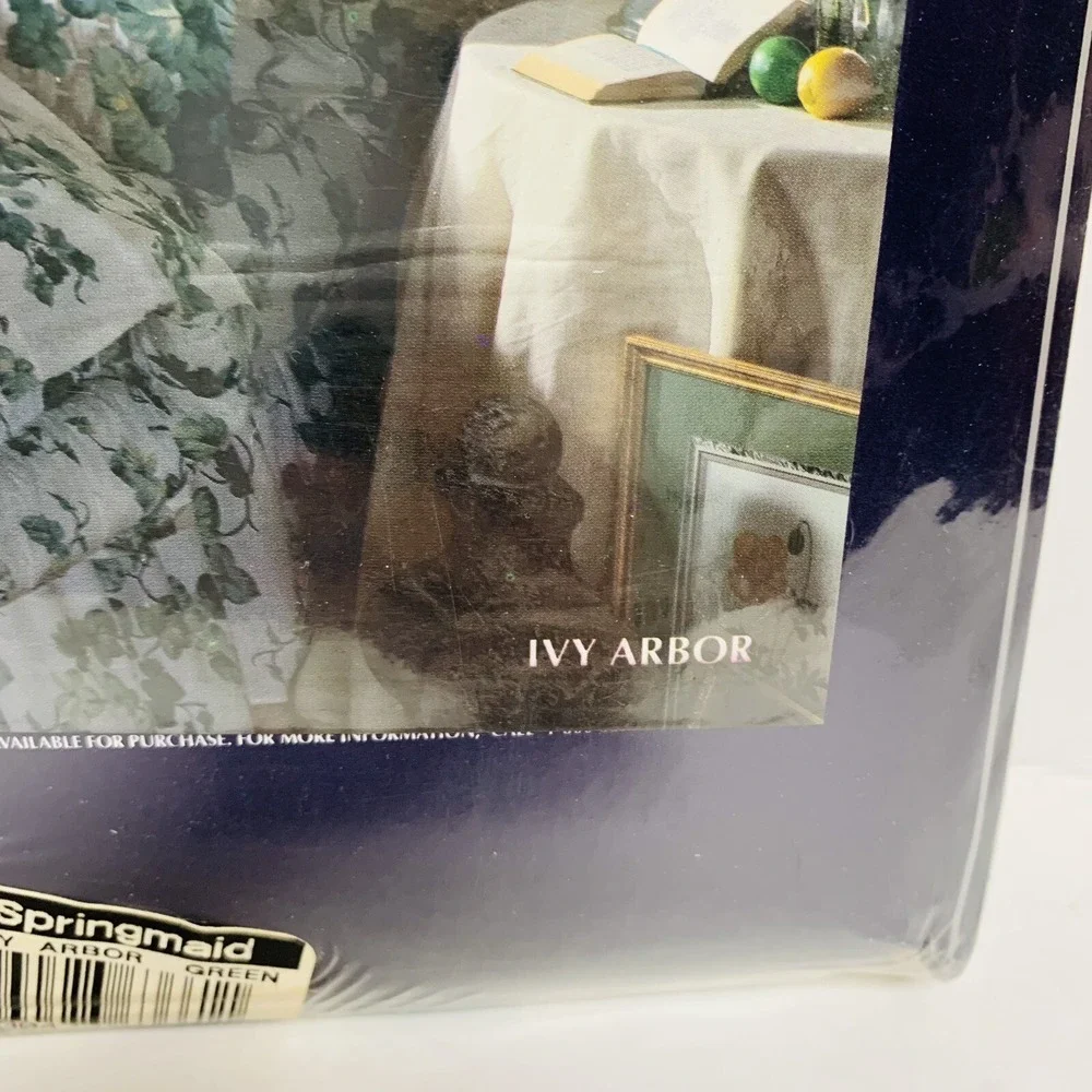 Vtg 2- Springmaid No Iron Percale Twin Fitted Sheet Green Ivy Made USA NOS NEW